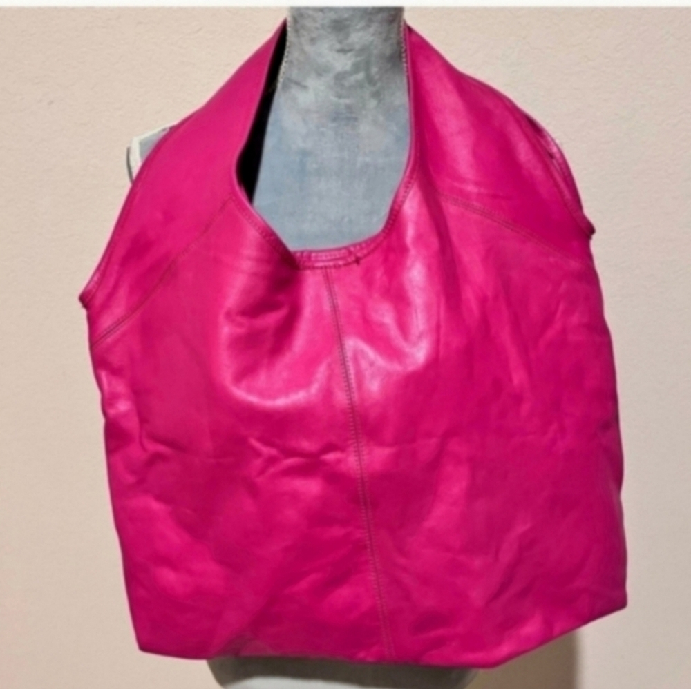 Rare Vintage 100% cow leather Betsey Johnson pink rose studded - Picture 2 of 5